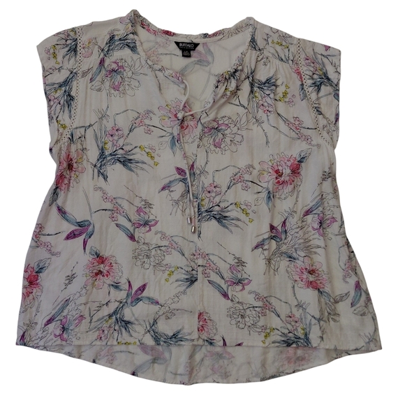 Buffalo David Bitton Pink and Cream Floral Blouse - Picture 1 of 5